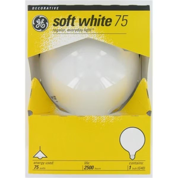 75 Watt Vanity Globe Light Bulbs White, Current, Mfr#: GE309056